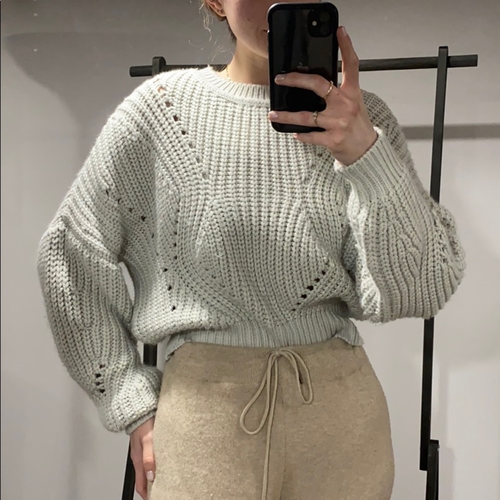 Slouchy cropped grey sweater